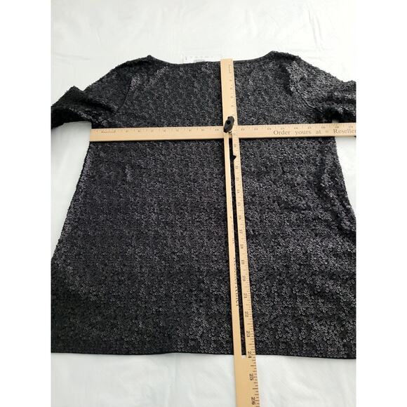 NWT J.Crew Sequined Three-Quarter Sleeve Boat Neck Top AE984 Black Medium Women - Picture 6 of 9